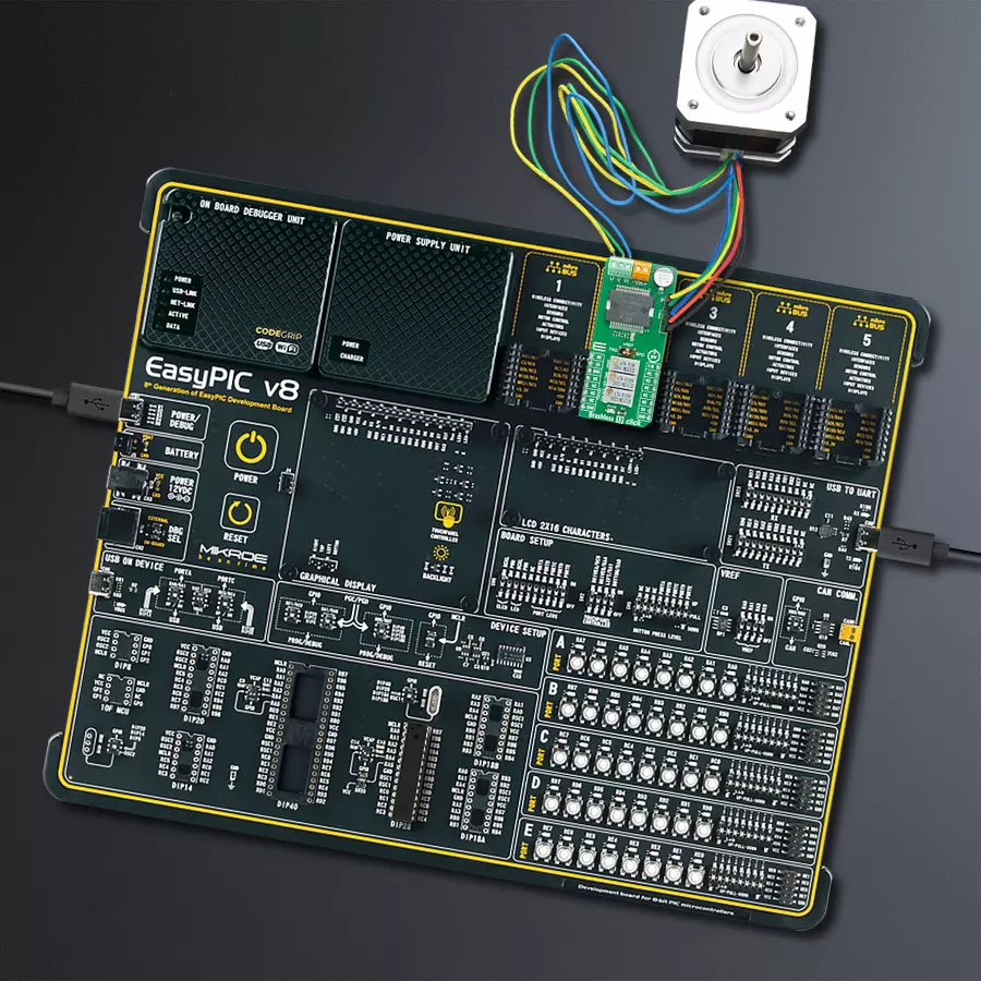 EasyPIC v8 Access DIPMB 1 - upright/background hardware assembly