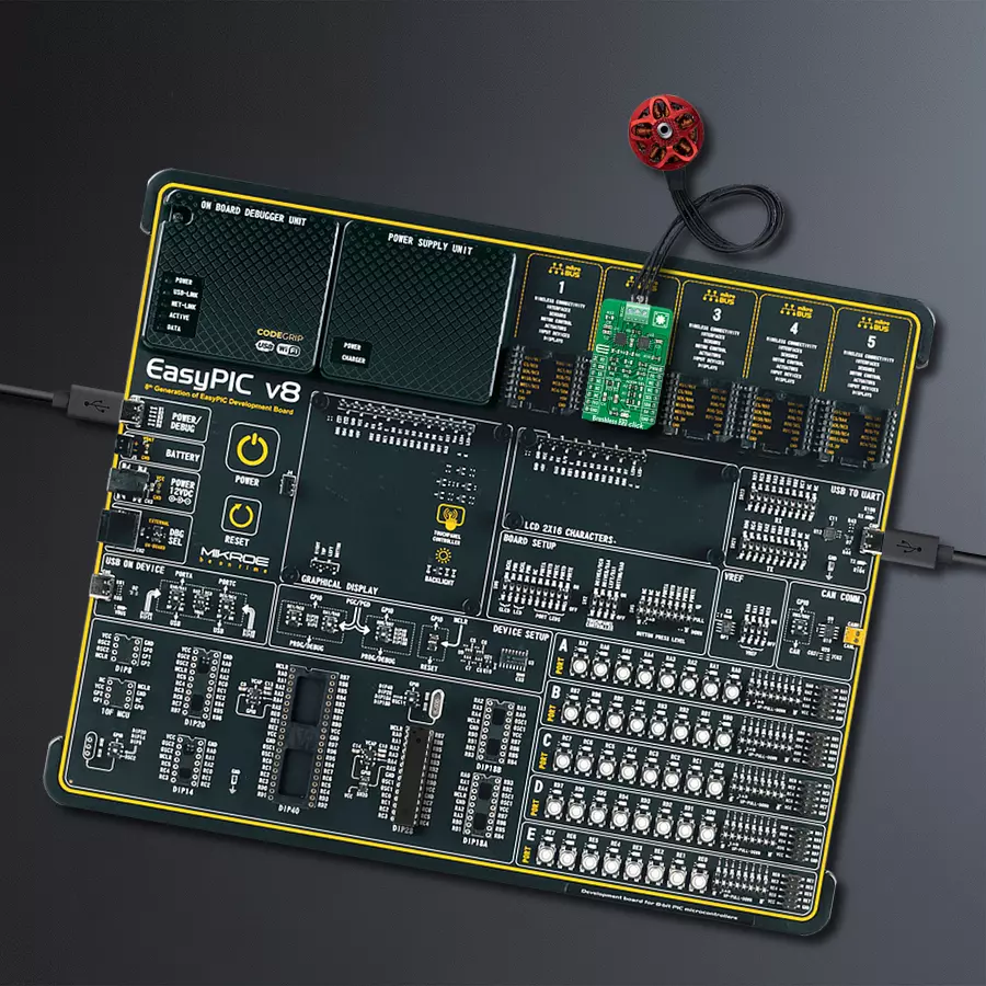 EasyPIC v8 Access DIPMB 1 - upright/background hardware assembly
