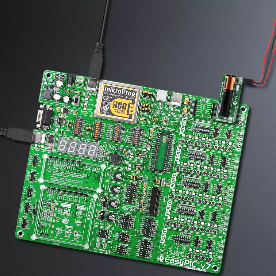 EasyPIC v7 Access MB 1 - upright/background hardware assembly