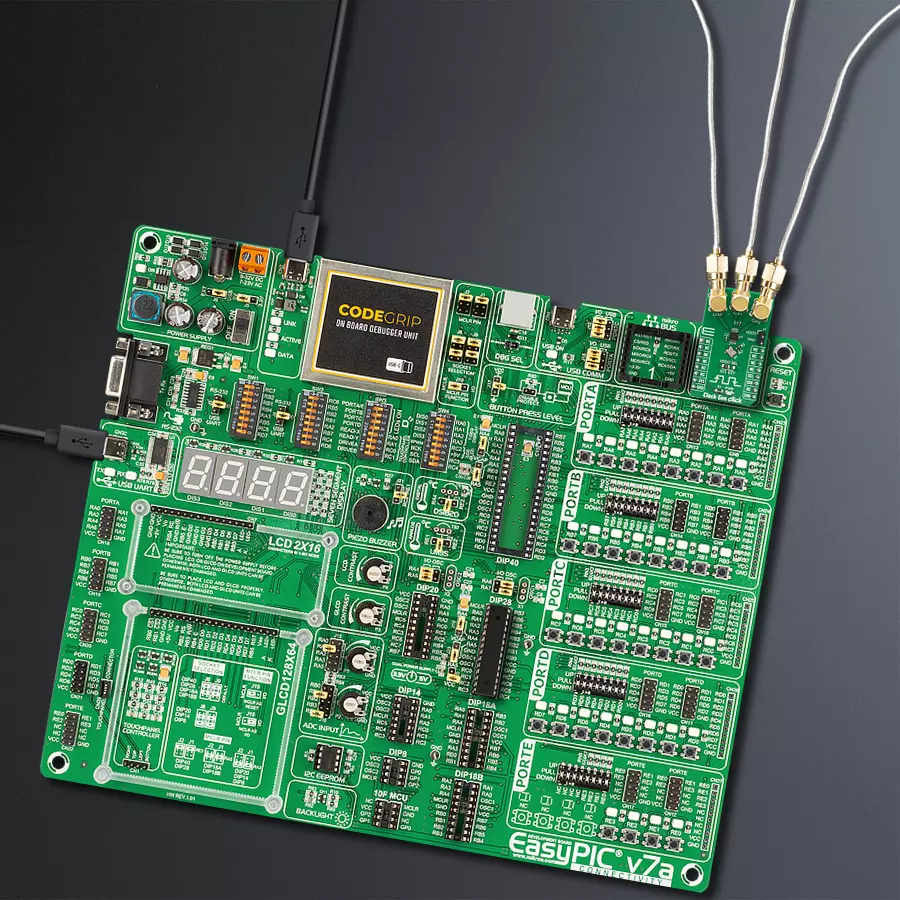 EasyPIC v7a Access MB 1 - upright/background hardware assembly