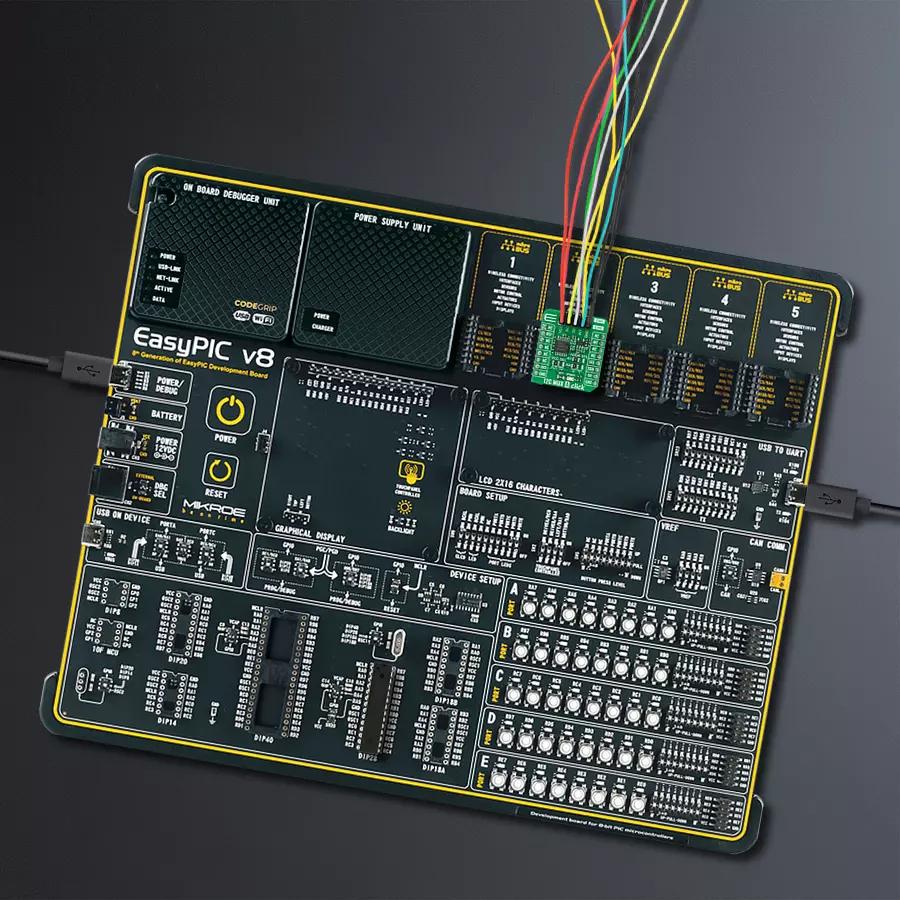 EasyPIC v8 Access DIPMB 1 - upright/background hardware assembly