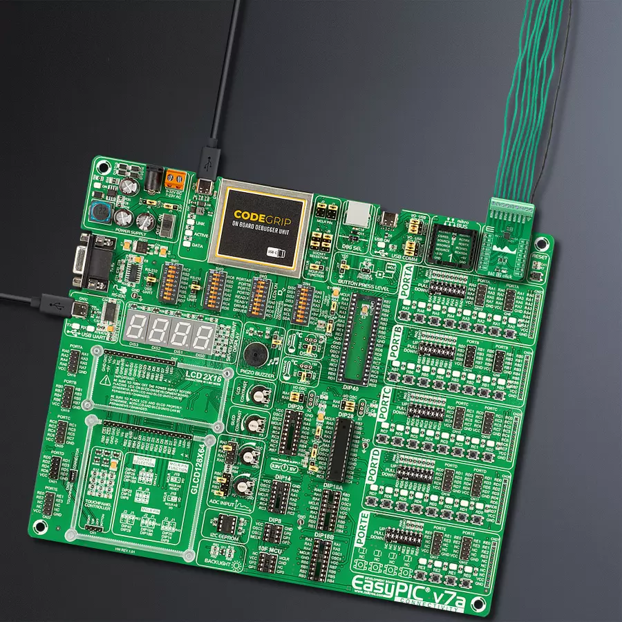 EasyPIC v7a Access MB 1 - upright/background hardware assembly