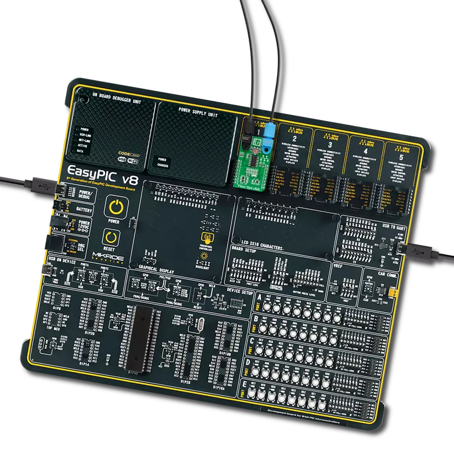 Fiber Opt click with EasyPIC v8