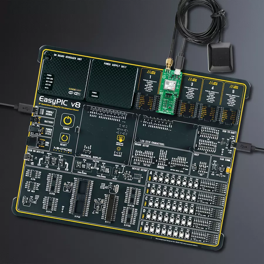EasyPIC v8 Access DIPMB 1 - upright/background hardware assembly