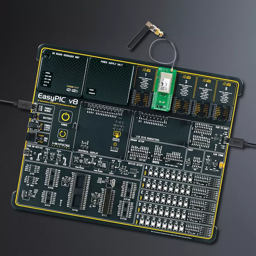 EasyPIC v8 Access DIPMB 1 - upright/background hardware assembly