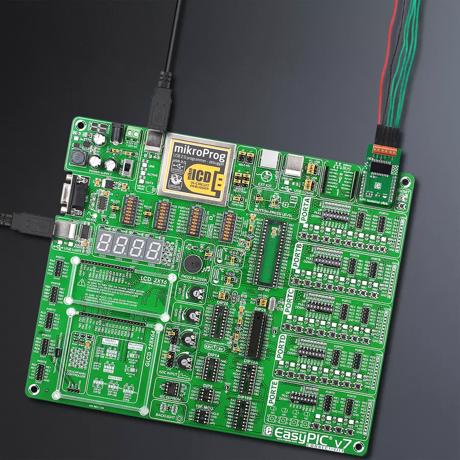 EasyPIC v7 Access MB 1 - upright/background hardware assembly