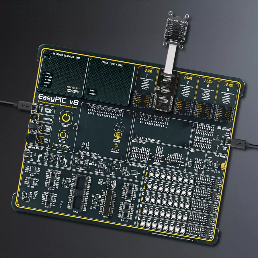 EasyPIC v8 Access DIPMB 1 - upright/background hardware assembly