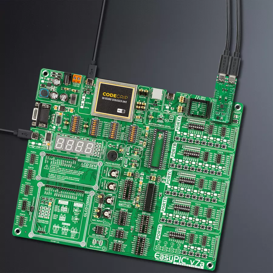 EasyPIC v7a Access MB 1 - upright/background hardware assembly
