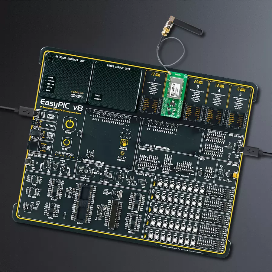 EasyPIC v8 Access DIPMB 1 - upright/background hardware assembly