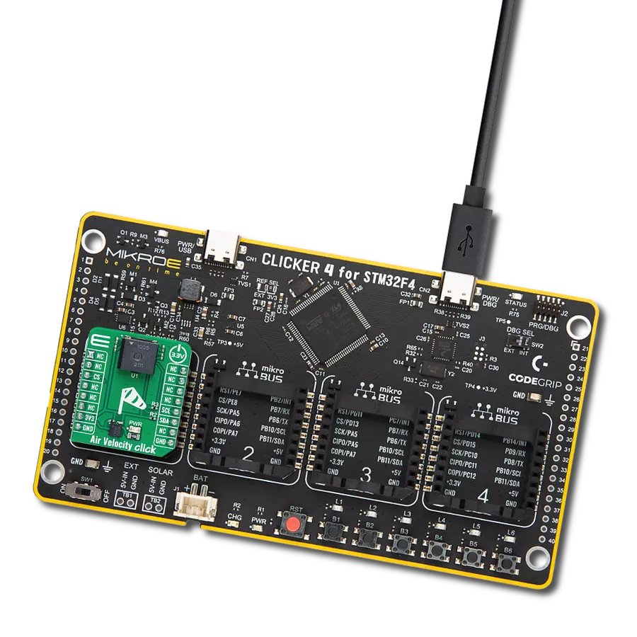 Air Velocity Click with Clicker 4 for STM32F4