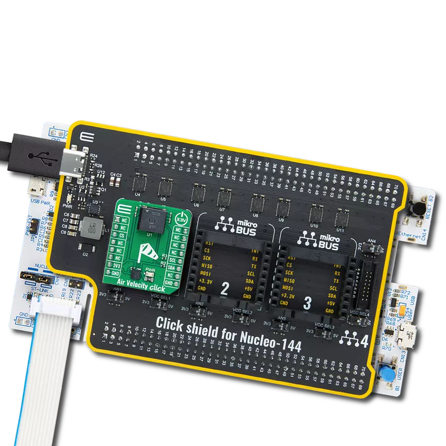 Air Velocity Click with Nucleo 144 with STM32F413ZH MCU