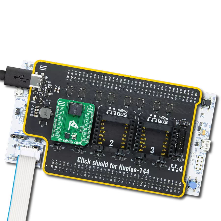 Air Velocity Click with Nucleo 144 with STM32L4A6ZG MCU
