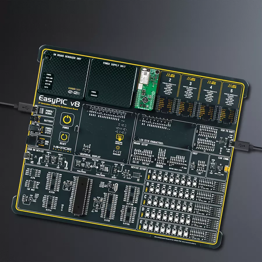 EasyPIC v8 Access DIPMB 1 - upright/background hardware assembly