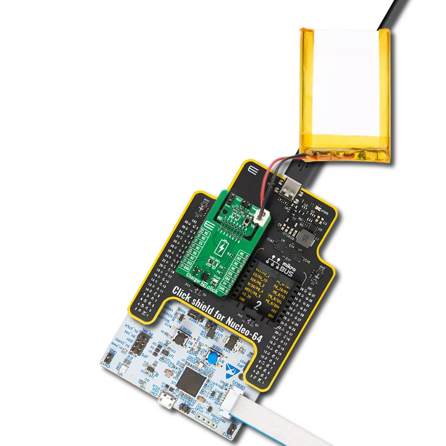 Charger 29 Click with Nucleo 64 with STM32G474RE MCU