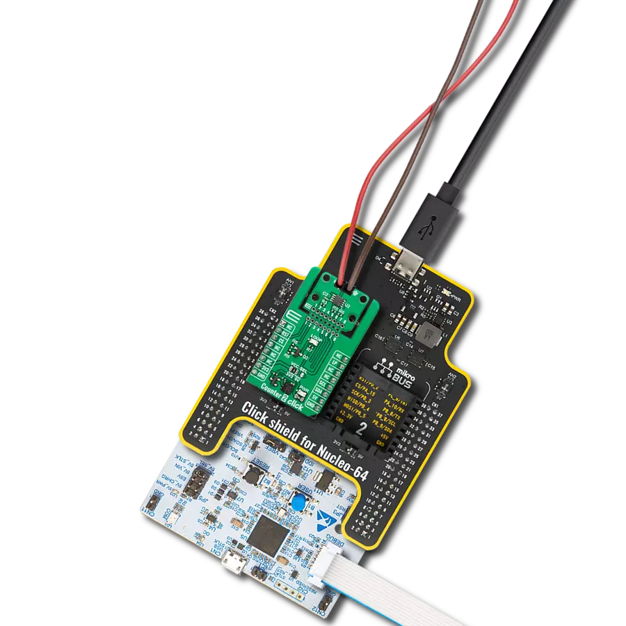 Counter 2 Click with Nucleo 64 with STM32G474RE MCU
