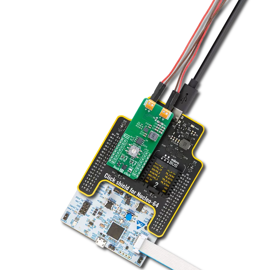 Buck 24 Click with Nucleo 64 with STM32G474RE MCU