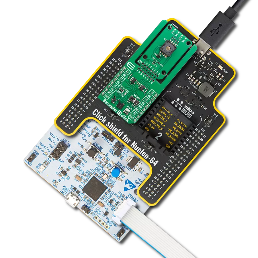 Barometer 11 Click with Nucleo 64 with STM32G474RE MCU
