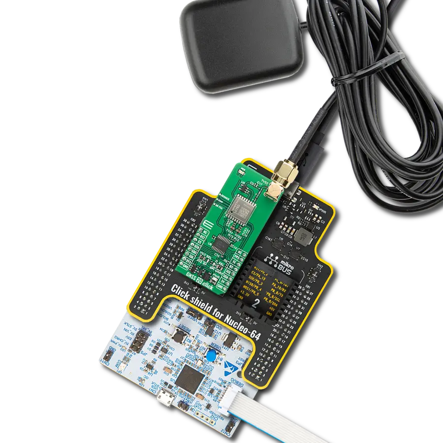 GNSS 20 Click with Nucleo 64 with STM32G474RE MCU
