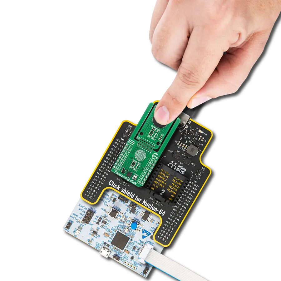 Fingerprint 5 Click with Nucleo 64 with STM32G474RE MCU