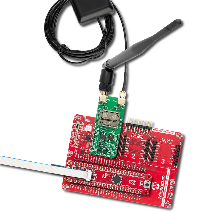 Provide long-range LTE-M and NB-IoT connectivity with built-in GNSS using the HL7812 and PIC18F57Q43