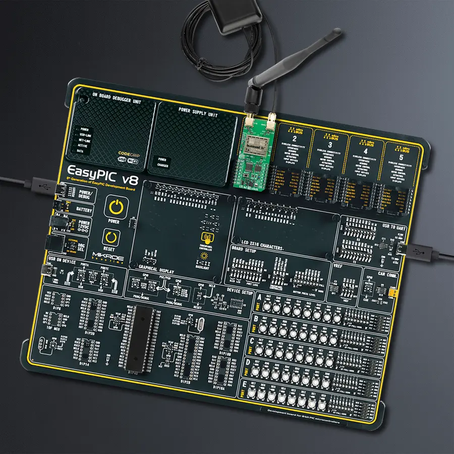 EasyPIC v8 Access DIPMB 1 - upright/background hardware assembly