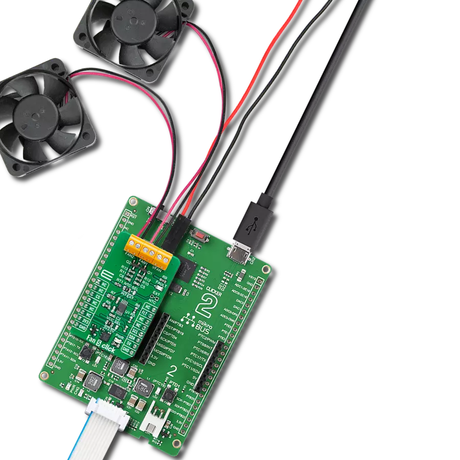 Fan 5 Click with Clicker 2 for Kinetis