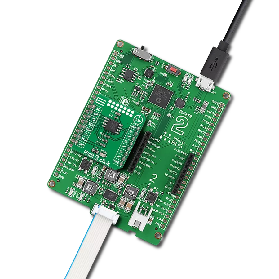 FRAM 6 Click with Clicker 2 for dsPIC33