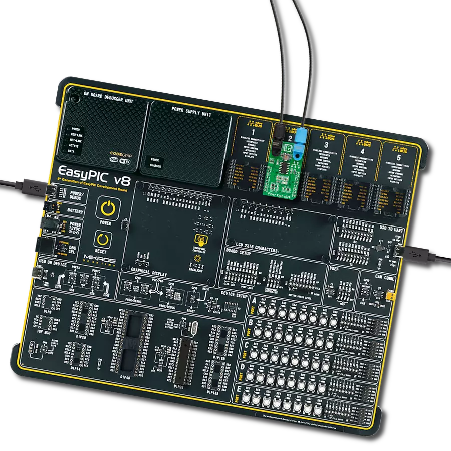 Fiber Opt click with EasyPIC v8