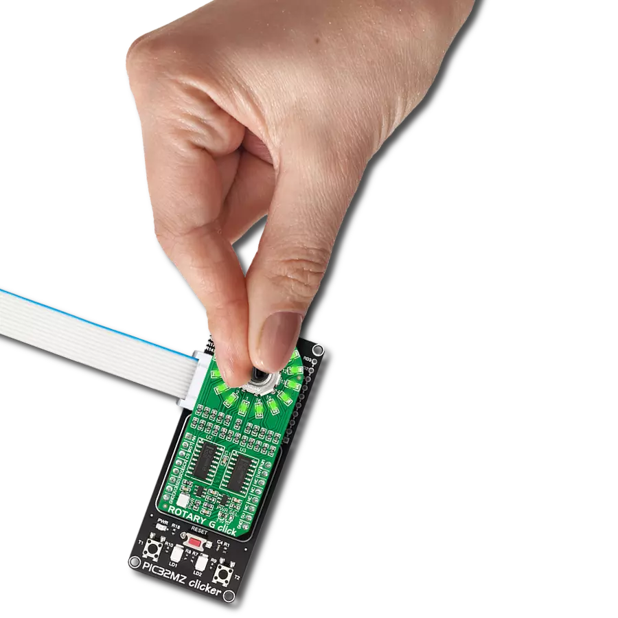 Navigate with ease using our LED-encircled rotary solution based on the EC12D1564402 and PIC32MZ1024EFH064