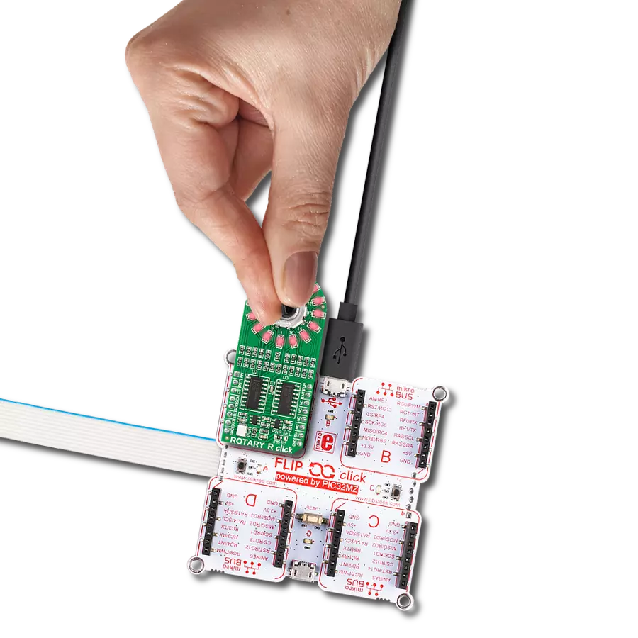 Create a rotary solution with PIC32MZ2048EFH100 and EC12D1564402, a radiant red LED ring
