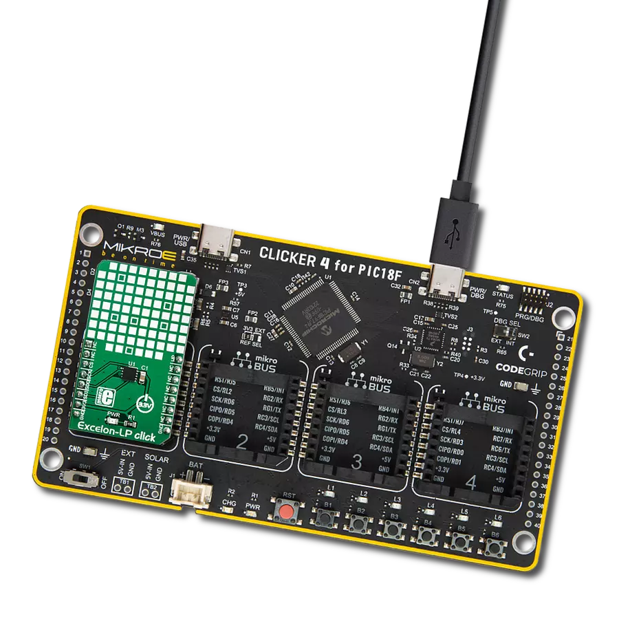 Excelon-LP Click with CLICKER 4 for PIC18F