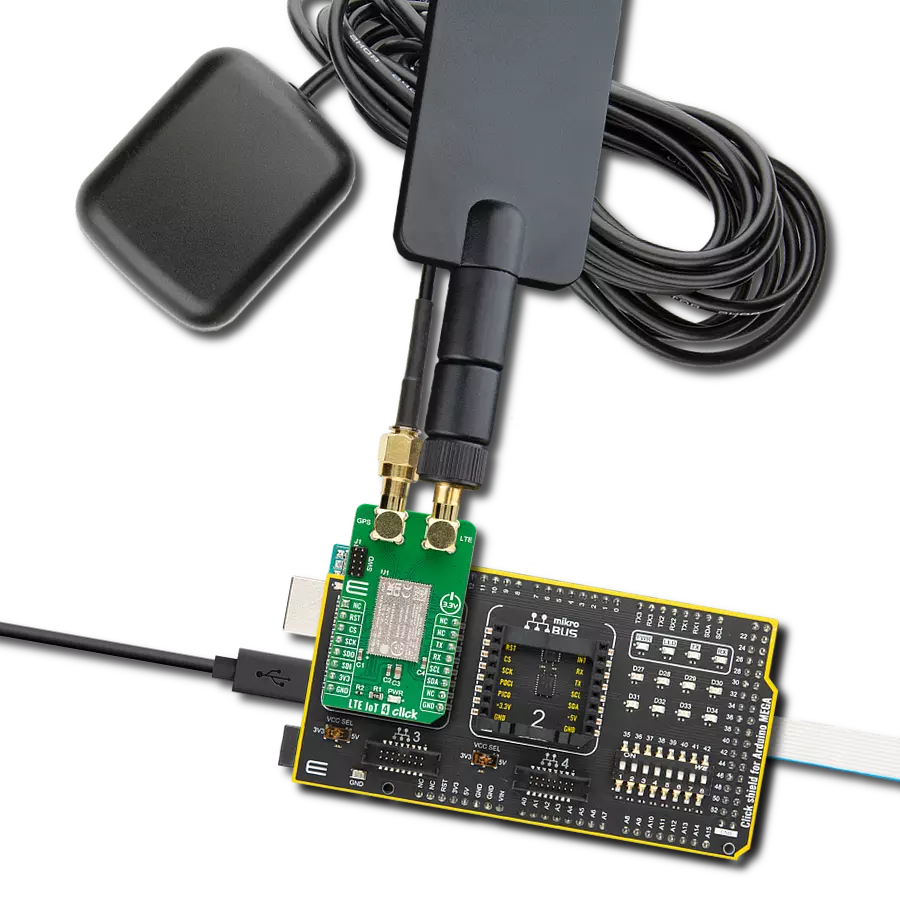 LTE IoT 4 Click with Arduino Mega 2560 Rev3