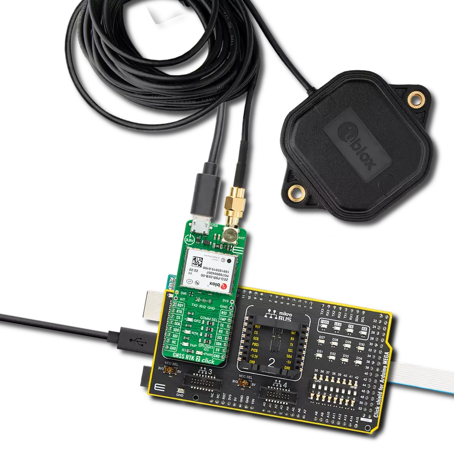 GNSS RTK 2 Click with Arduino Mega 2560 Rev3