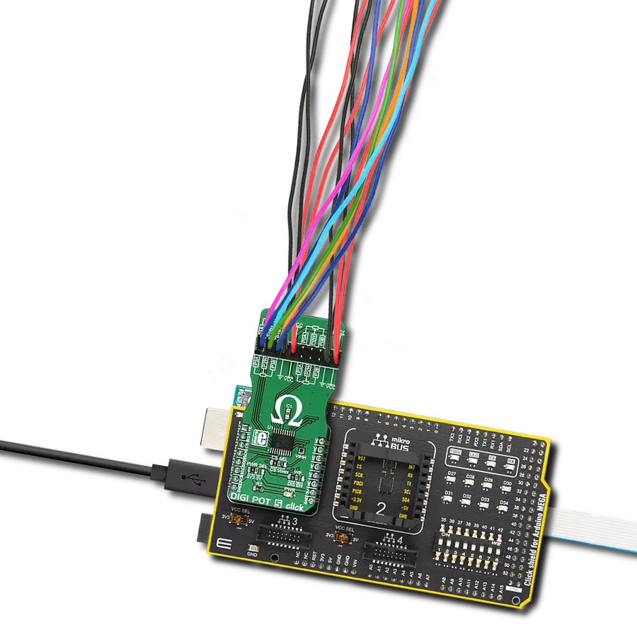 DIGI POT 5 click with Arduino Mega 2560 Rev3