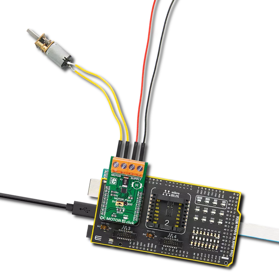 DC MOTOR 4 click with Arduino Mega 2560 Rev3