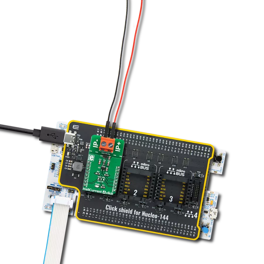 Hall Current 4 Click with Nucleo 144 with STM32F413ZH MCU