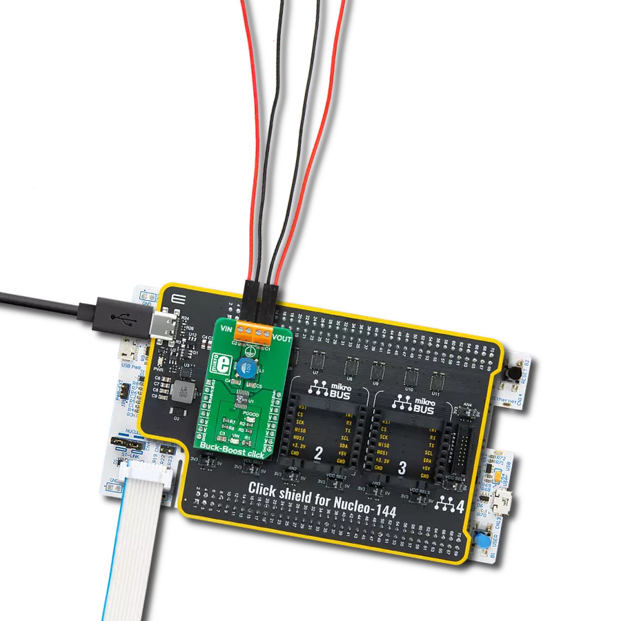 Buck-Boost Click with Nucleo 144 with STM32F413ZH MCU