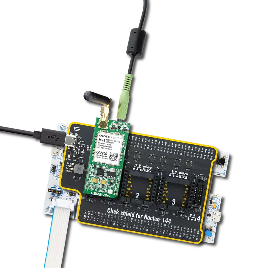 GSM2 Click with Nucleo 144 with STM32F413ZH MCU