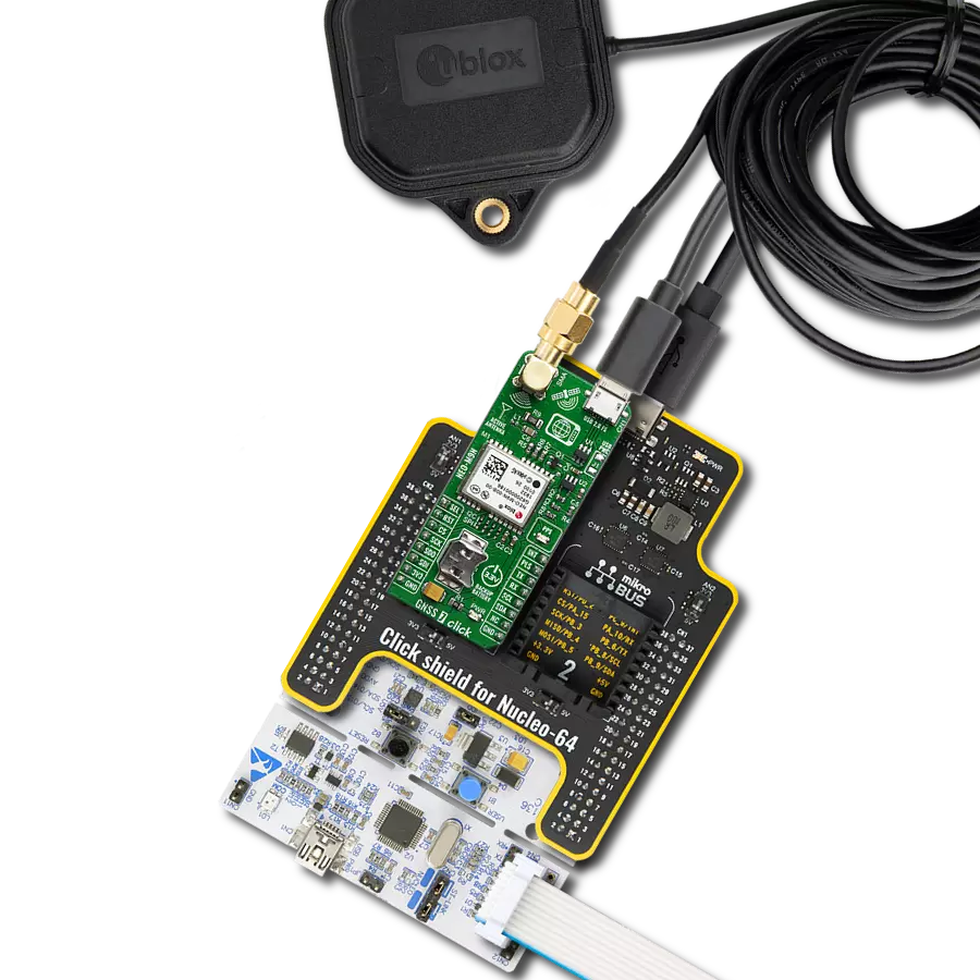 GNSS 7 Click with Nucleo-64 with STM32F091RC MCU