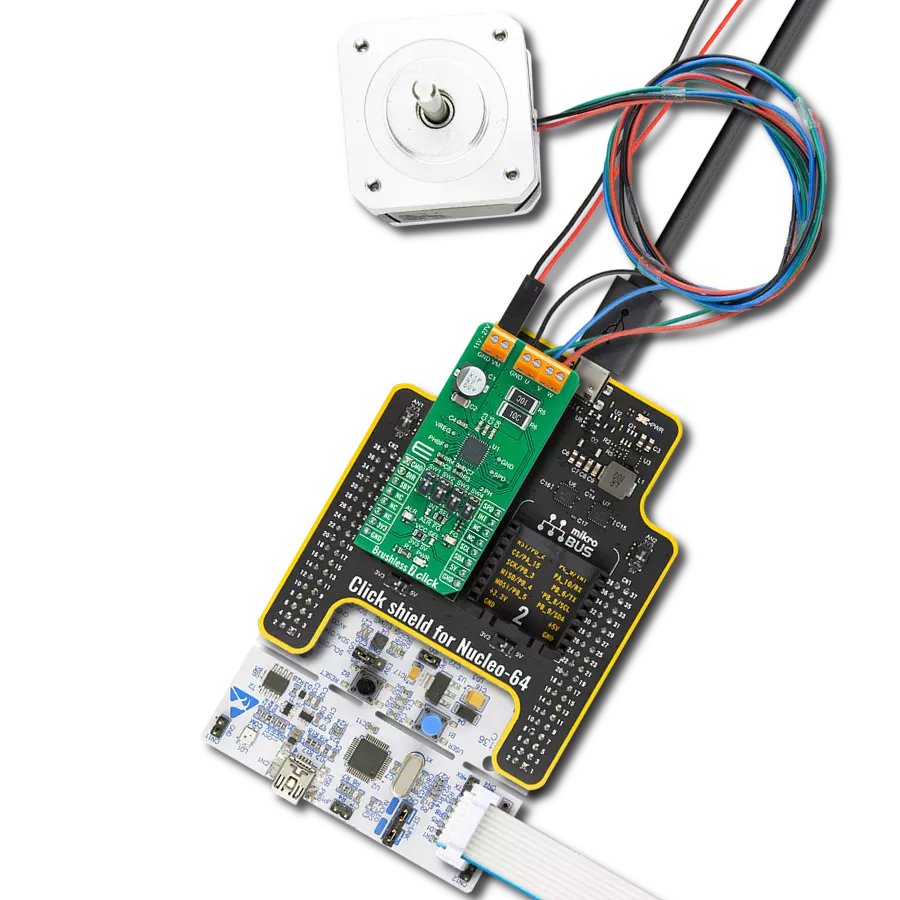 Brushless 7 Click with Nucleo-64 with STM32F091RC MCU