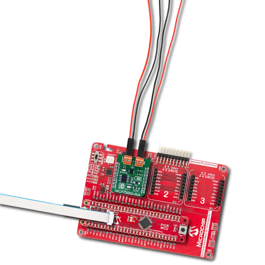 MCP73213 click with Curiosity Nano with PIC18F57Q43