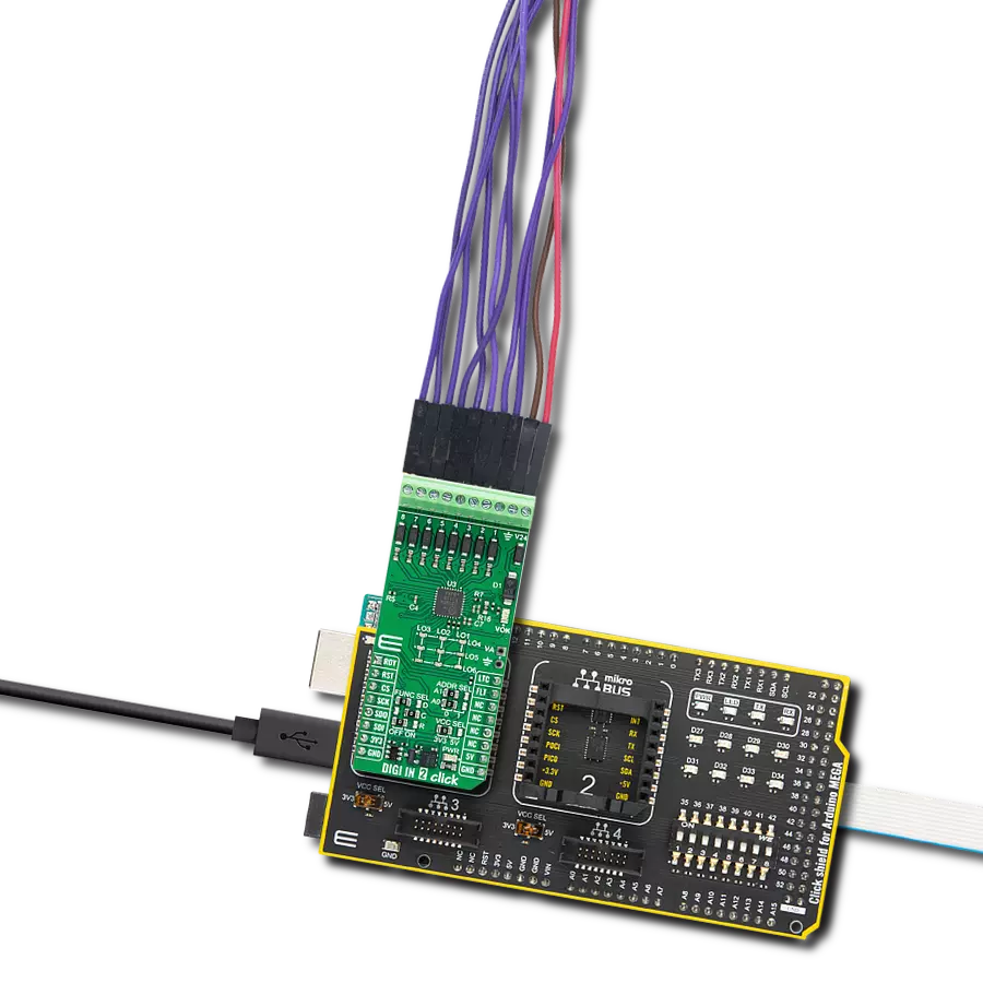 DIGI IN 2 Click with Arduino Mega 2560 Rev3