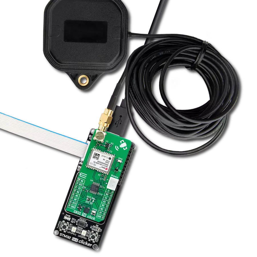 GNSS 16 Click with STM32 M4 clicker