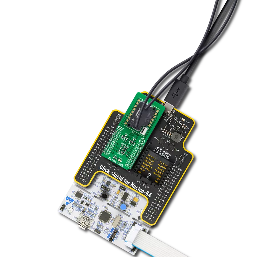 Air Flow Click with Nucleo-64 with STM32F091RC MCU