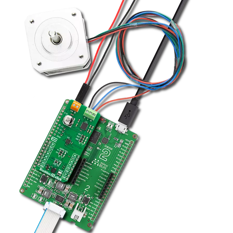 Brushless 26 Click with Clicker 2 for dsPIC33