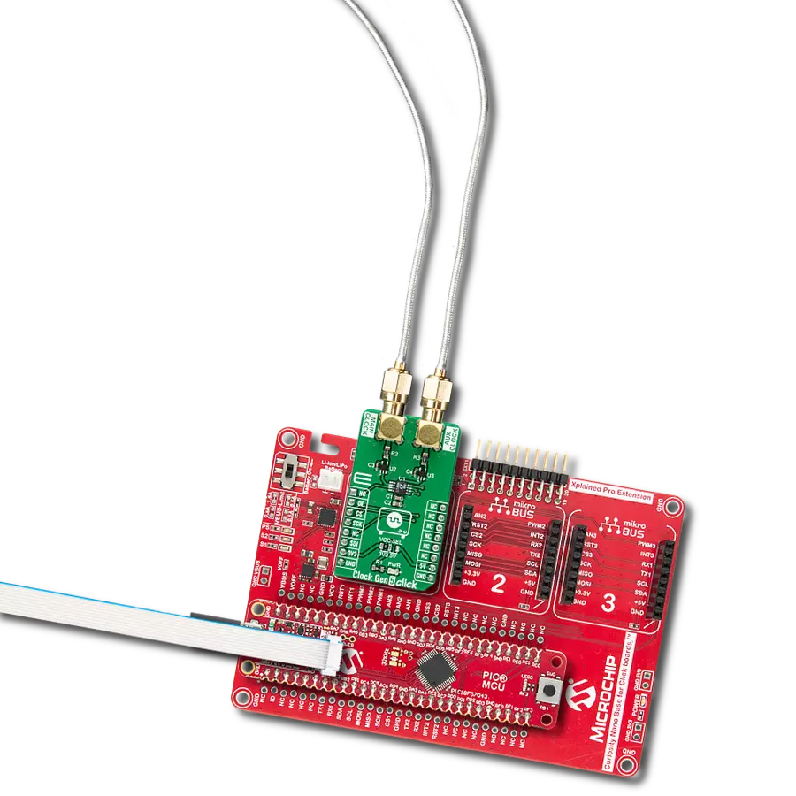 Clock Gen 5 Click with Curiosity Nano with PIC18F57Q43