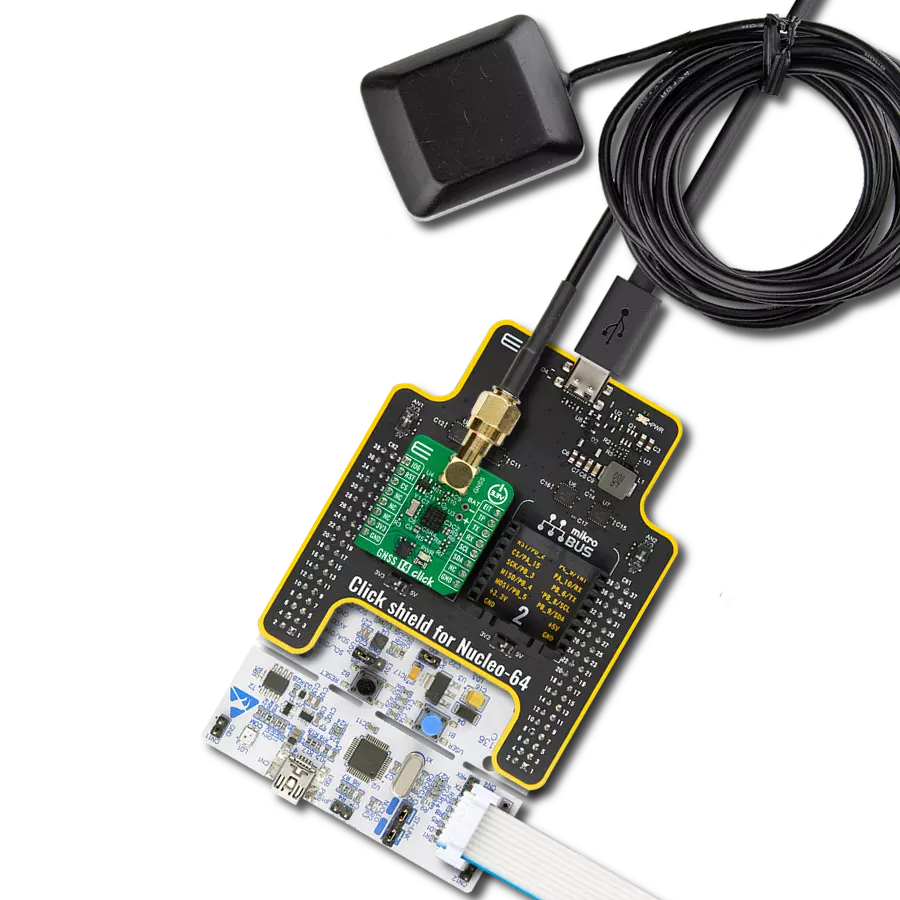 GNSS 14 Click with Nucleo-64 with STM32F091RC MCU