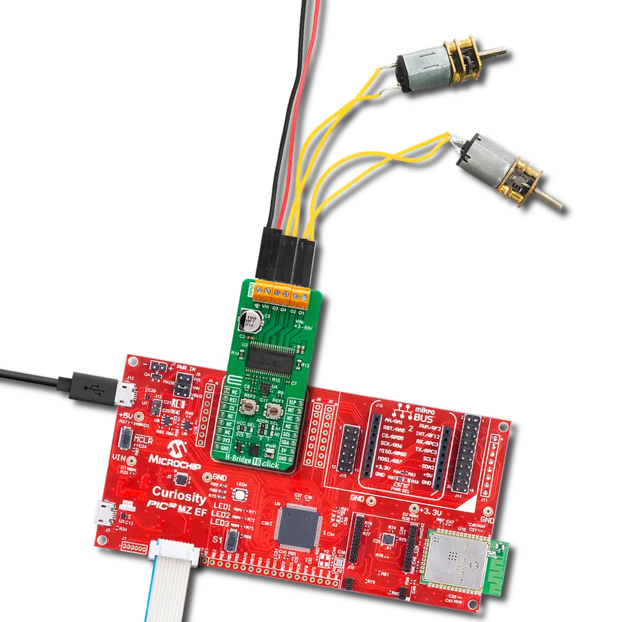 Control the direction of brushed DC motors with DRV8262 and PIC32MZ2048EFM100