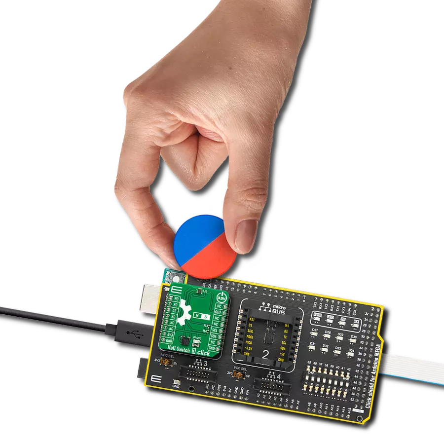 Hall Switch 3 Click with Arduino Mega 2560 Rev3