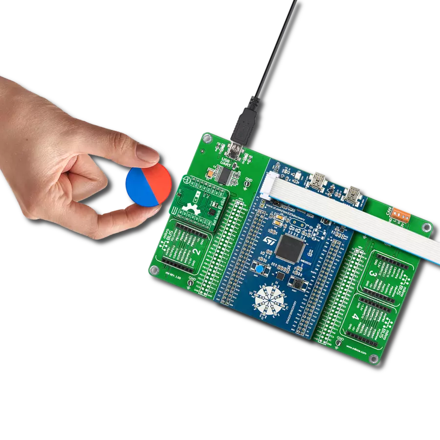 Hall Switch 3 Click with Discovery kit with STM32F303VC MCU